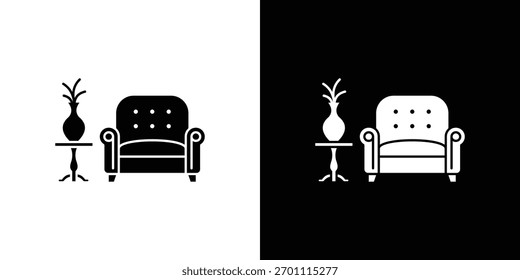 Vector de silueta de icono de salón en colores negros. estilo de diseño de logotipo de símbolo plano