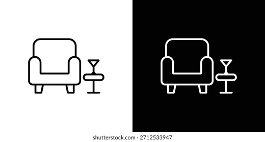 Icono de salón. Símbolo plano simple. Ilustración de pictograma de contorno negro perfecto