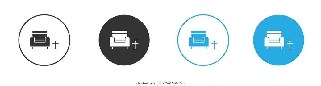 Estilo plano del símbolo del icono del salón en el fondo blanco.
