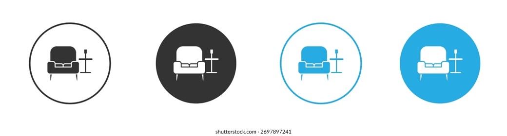 Estilo plano del símbolo del icono del salón en el fondo blanco.