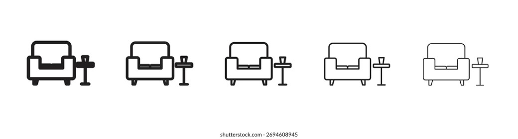 Símbolos de ícone de sala definidos. Coleção de traçados editável.