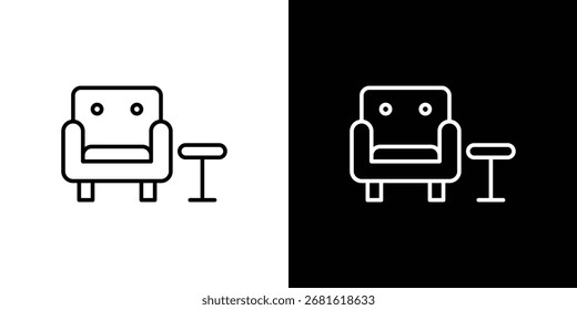 Lounge icon thin line symbol on white background. Editable stroke vector illustration
