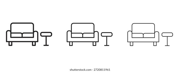 Símbolo de línea delgada del icono del salón en el fondo blanco, Ilustración vectorial editable del movimiento