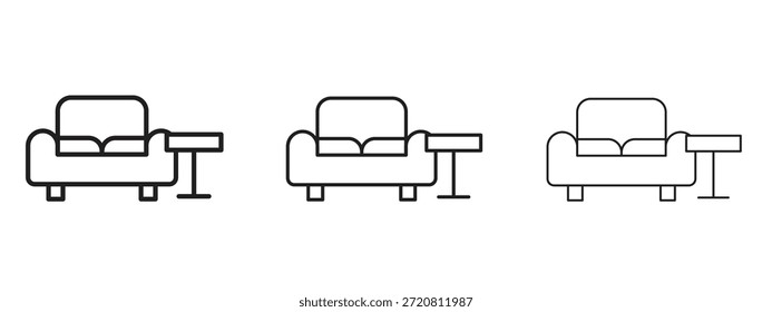 Símbolo de línea delgada del icono del salón en el fondo blanco, Ilustración vectorial editable del movimiento