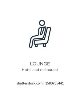 Lounge icon. Thin linear lounge outline icon isolated on white background from hotel and restaurant collection. Line vector sign, symbol for web and mobile