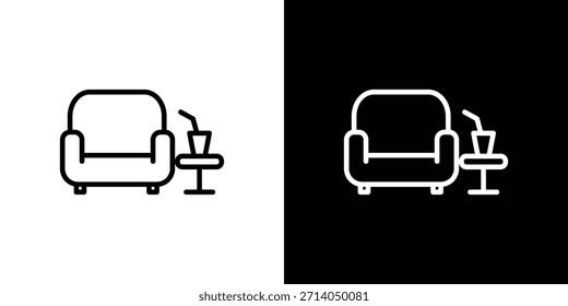 Icono de salón en trazo delgado y estilo plano.
