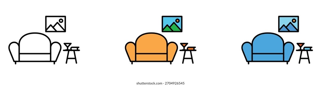 Vector icono de salón. Símbolo elegante de la sala de estar. Ilustración vectorial.