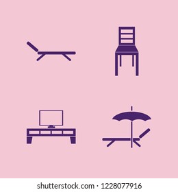 lounge icon. lounge vector icons set chaise lounge umbrella, chair, tv table and chaise lounge
