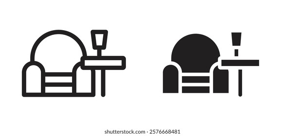 Lounge icons in outline and stroke versions