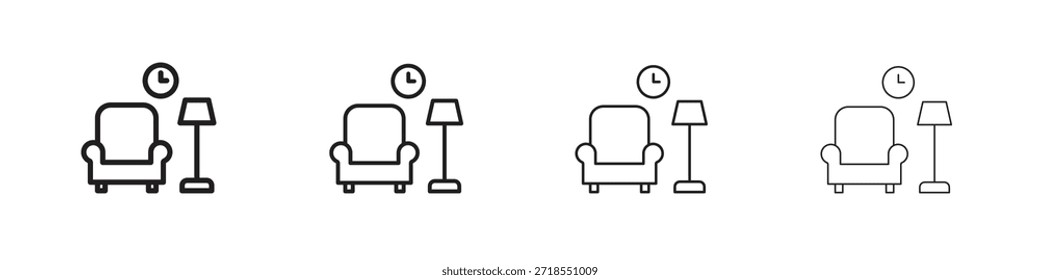 Iconos de salón, conjunto de iconos lineales. Iconos lineales negros de la palma