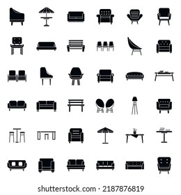 Lounge icons set simple vector. Business sofa. Office zone