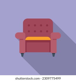 Lounge leather armchair icon flat vector. Room interior. Sofa relax