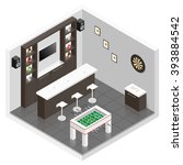 Lounge for men room isometric icon set vector graphic illustration
