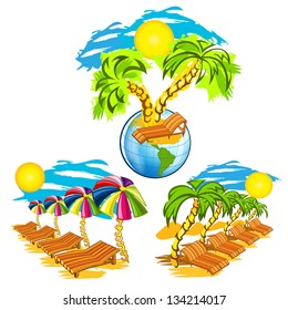 lounge on beech with palm chair and earth