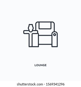 lounge outline icon. Simple linear element illustration. Isolated line lounge icon on white background. Thin stroke sign can be used for web, mobile and UI.