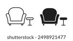 lounge sofa icon airpot sofa and small table outline black vector design