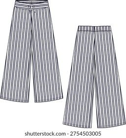 Pantalones de lino de rayas de salón plano renderizado Sketch