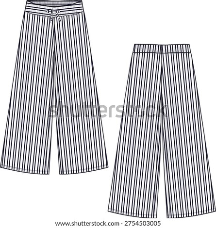 Lounge Striped Linen Pants Flat Rendered Sketch