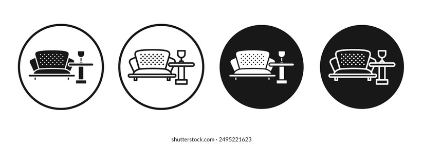 Lounge vector icon set black filled and outlined style.
