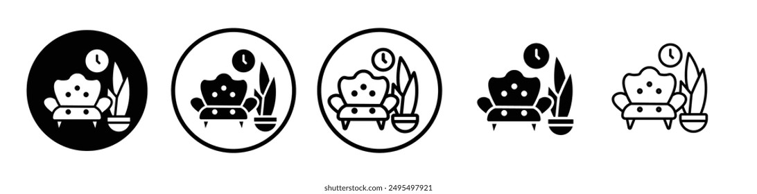 Lounge vector icon set in black and white color.