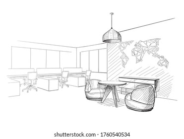 lounge zone interior office sketch