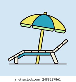Lounger Beach Sunbed Chair vector icon. Summer sign. Graph symbol for travel and tourism web site and apps design, logo, app, UI