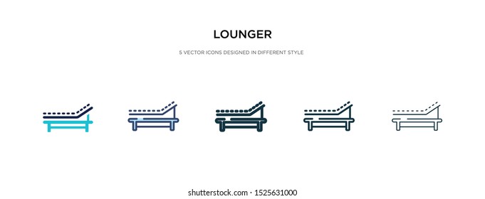 lounger icon in different style vector illustration. two colored and black lounger vector icons designed in filled, outline, line and stroke style can be used for web, mobile, ui