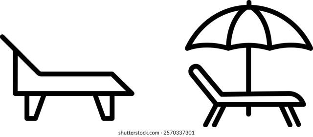 "Lounger Icon Representing Relaxation, Comfort, and Leisure for Outdoor and Indoor Spaces"