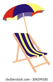 lounger and parasol, vector illustration,