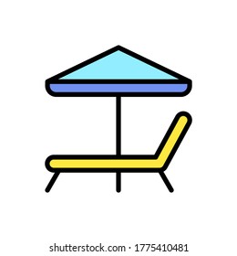 Lounger, umbrella icon. Simple color with outline vector elements of vacation icons for ui and ux, website or mobile application