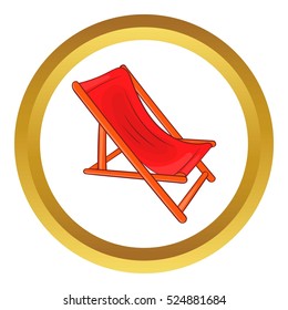 Lounger vector icon in golden circle, cartoon style isolated on white background