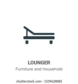 Lounger vector icon on white background. Flat vector lounger icon symbol sign from modern furniture and household collection for mobile concept and web apps design.