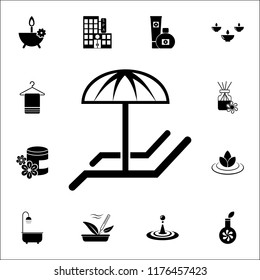 Loungers with umbrella icon. SPA icons universal set for web and mobile