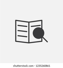 Loupe with book vector icon