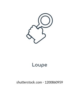 Loupe concept line icon. Linear Loupe concept outline symbol design. This simple element illustration can be used for web and mobile UI/UX.