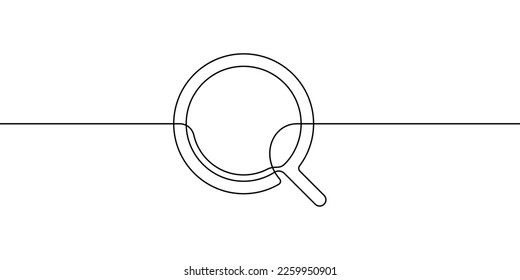 Loupe in continuous line icon. Zoom symbol. Hand drawn vector illustration