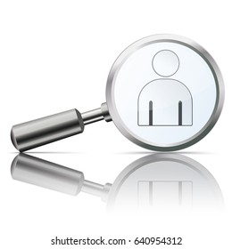 Loupe with human on the white background. Eps 10 vector file.