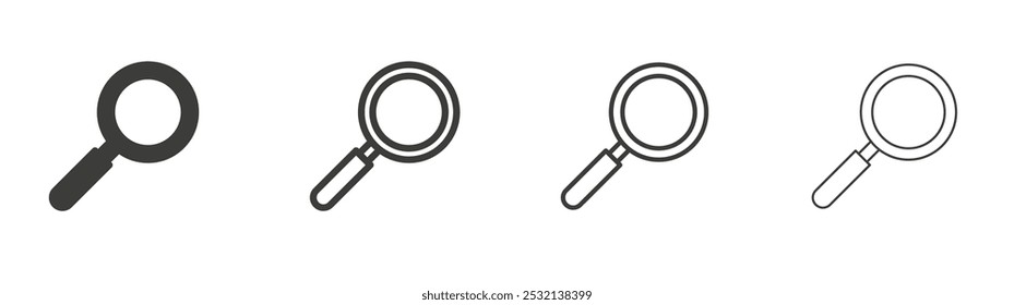 Loupe icon in fill and three stroke sizes
