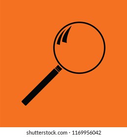 Loupe icon. Orange background with black. Vector illustration.