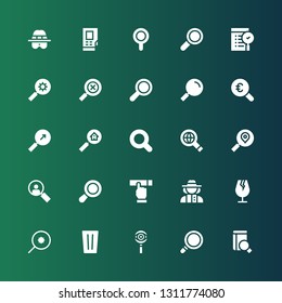 loupe icon set. Collection of 25 filled loupe icons included Search, Magnifying glass, Glass, Detective, Searching, Loupe, Find, Magnifier, Densitometer