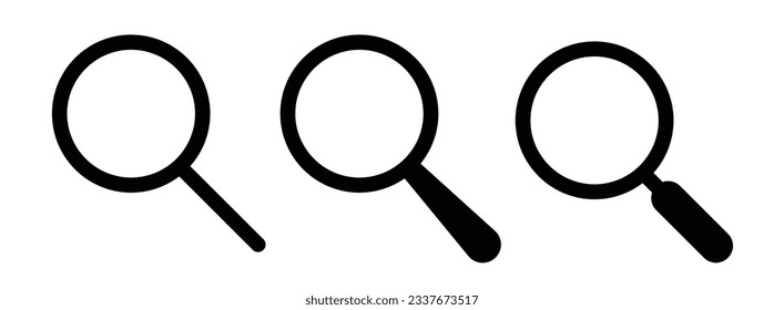 loupe icon set. magnify glass search vector symbol. simple magnifier lupe sign. suitable for mobile app, and website UI design.