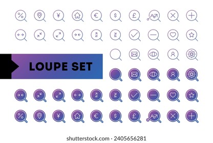 loupe icons set Color Gradient	
