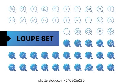 loupe icons set Color Gradient	
