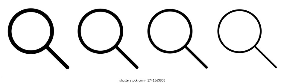 Loupe icons set.Search icons. Isolated magnifying glass icon vector design collection.Checkmark plus minus cross.Magnifier or loupe sign set.Vector illustration
