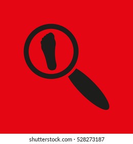 loupe magnifier, footprint, vector icon, eps10