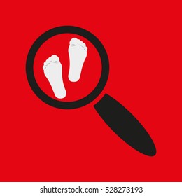loupe magnifier, footprint, vector icon, eps10