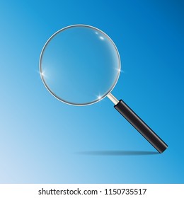 Loupe, magnifying glass. Stock vector isolated on a blue background