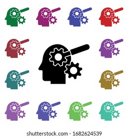 Loupe in mind multi color icon. Simple glyph, flat vector of human mind icons for ui and ux, website or mobile application