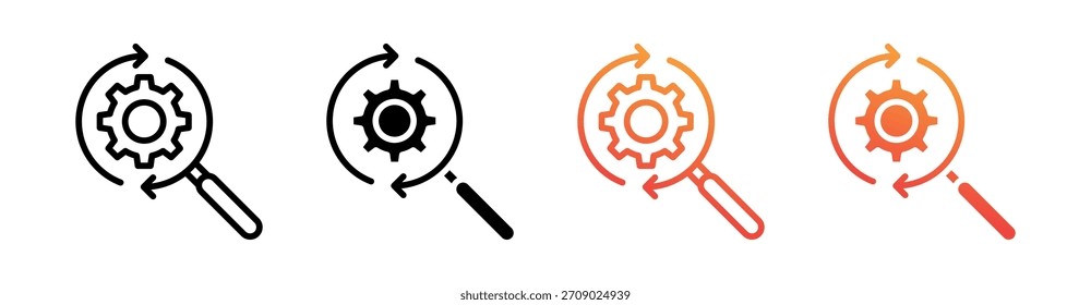 Loupe Multiple Style Icon Set Vector