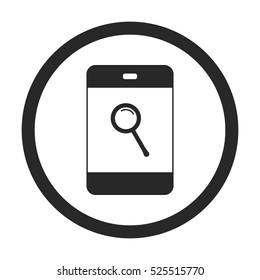 Loupe on phone symbol sign line icon on background